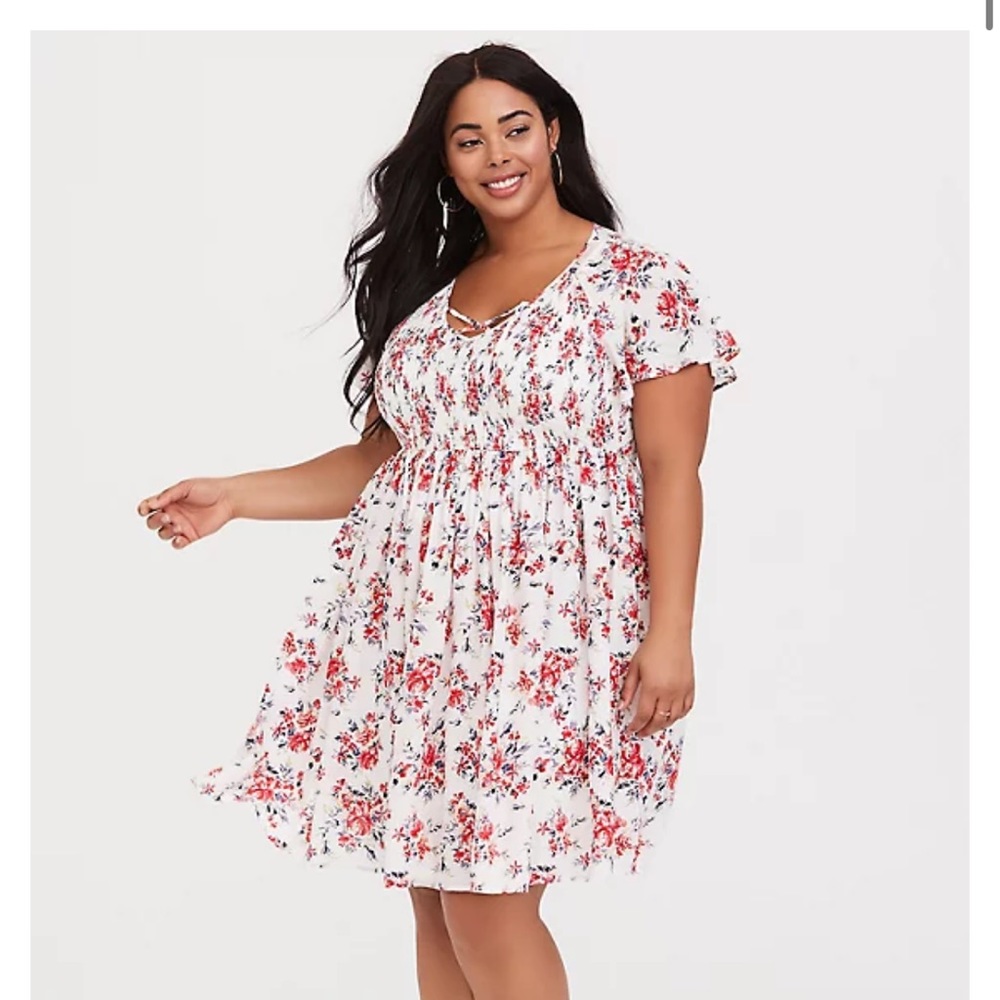 Torrid ivory floral skater dress, women’s 0X, NWT